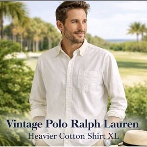 Vintage Polo Ralph Lauren Shirt XL White Button Down  Cotton Nautical Classic